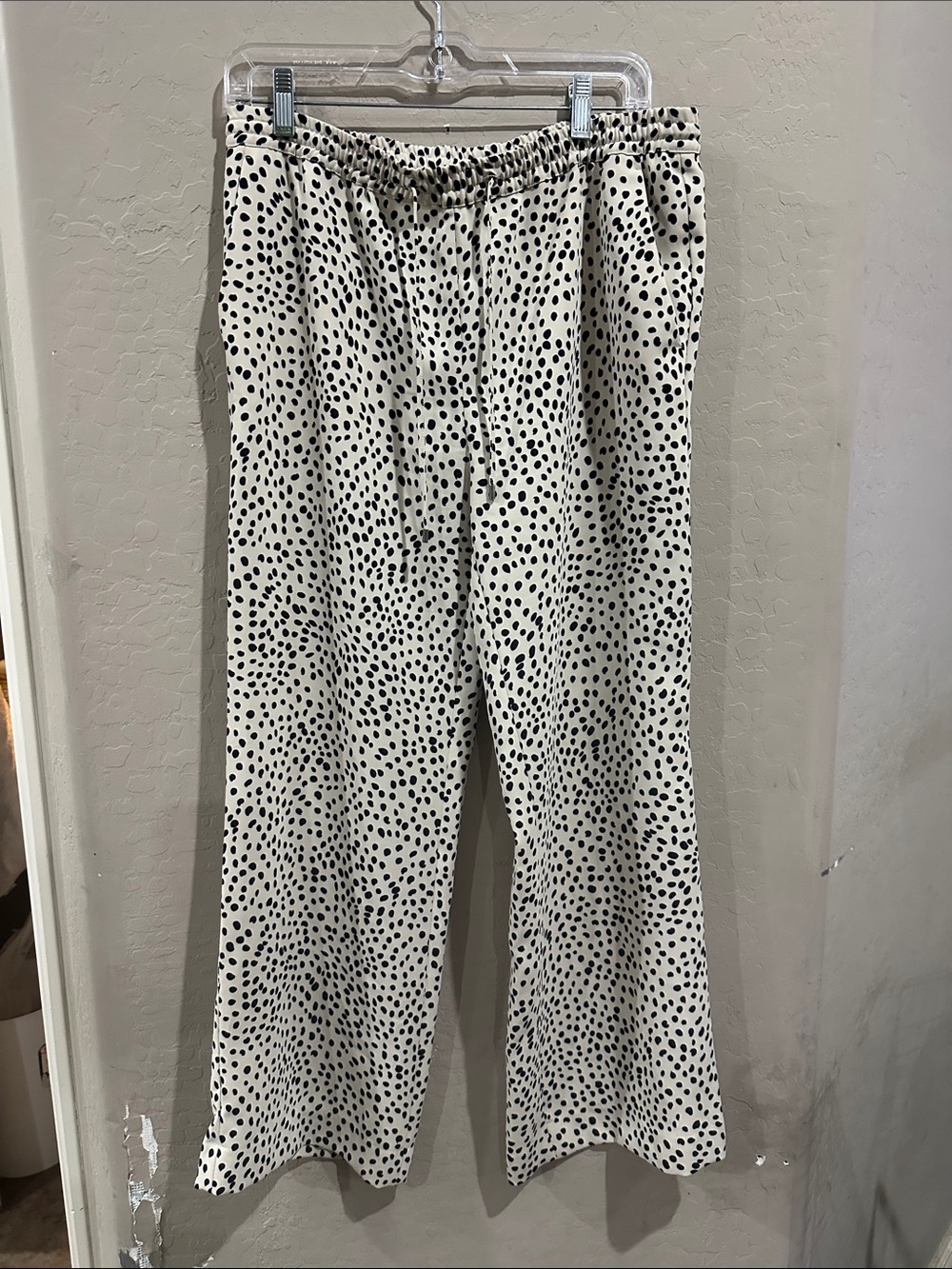 MaxMara Cream and Black Spot-Print Wide-Leg Pants